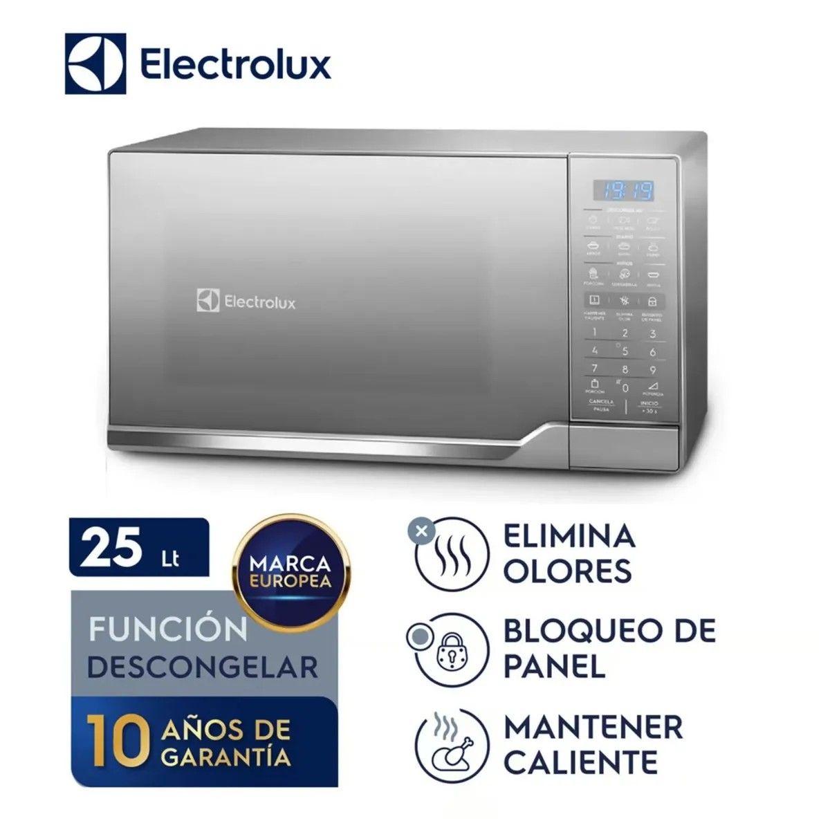 ELECTROLUX - Microondas Electrolux 25 Litros Gris Digital EMDO25S2GSRUG (Nuevo Modelo)