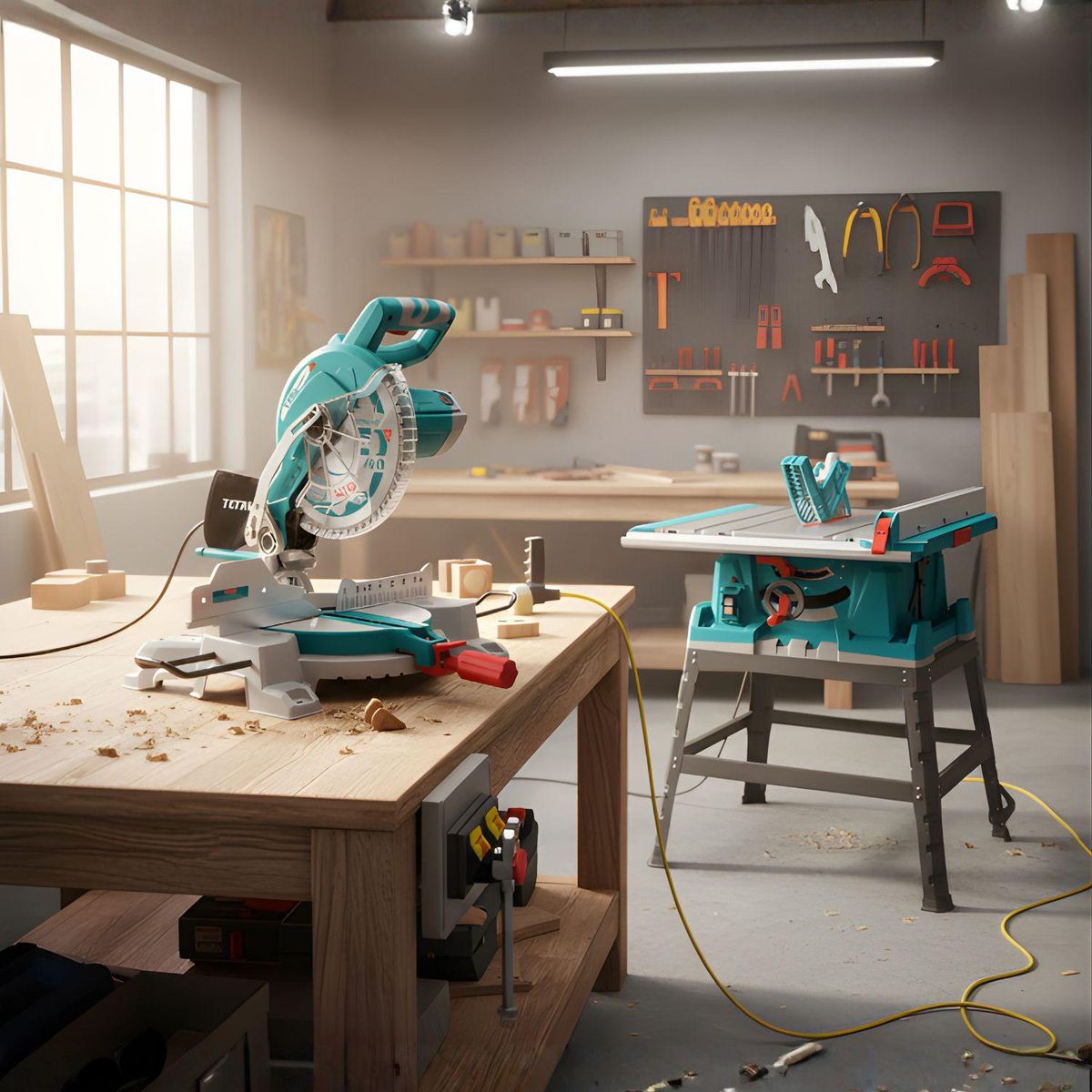 TOTAL - Sierra ingleteadora 1800w 10 + Sierra de Mesa 2600W Total