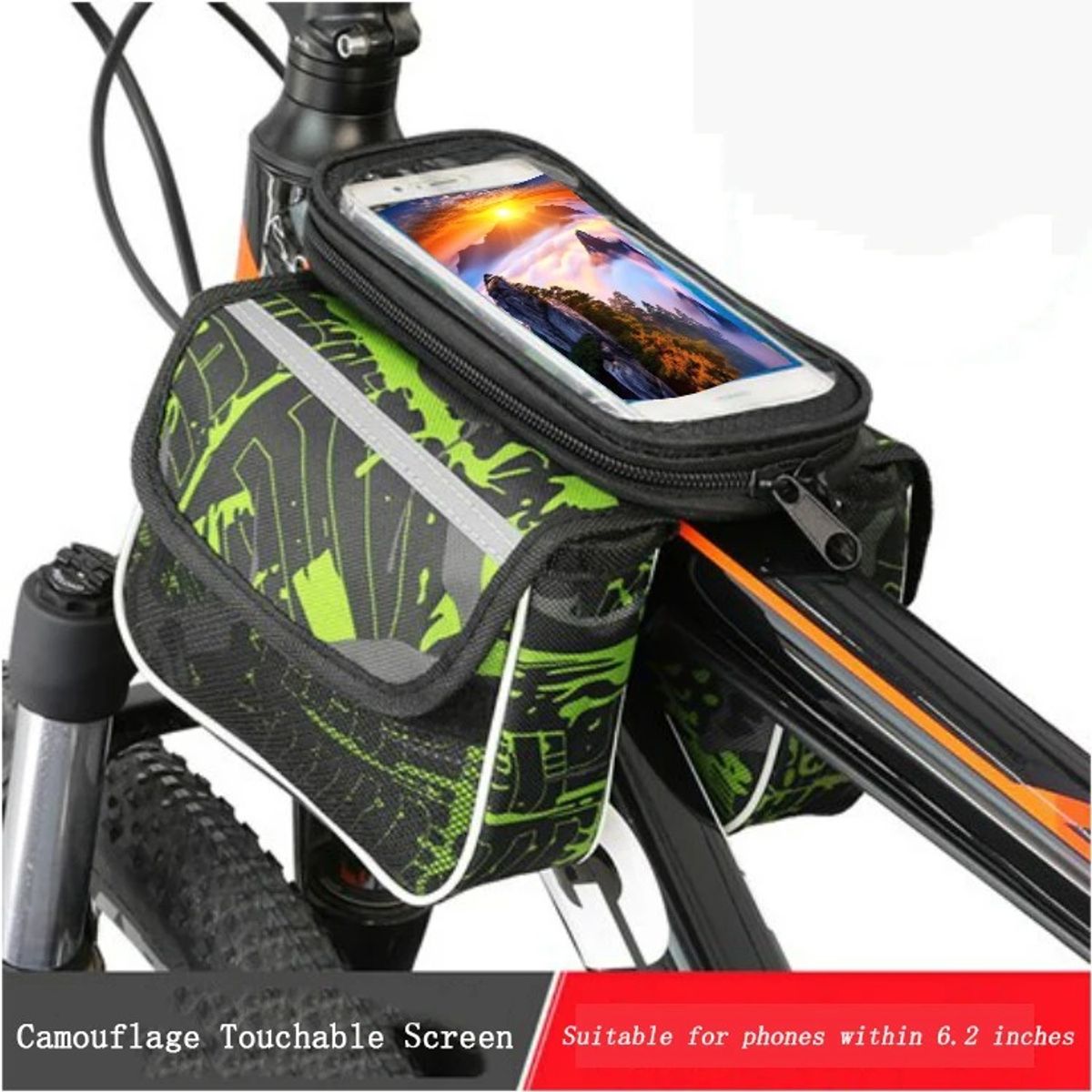 OEM - Estuche Para Bicicleta Porta Celular 3 En 1 Verde