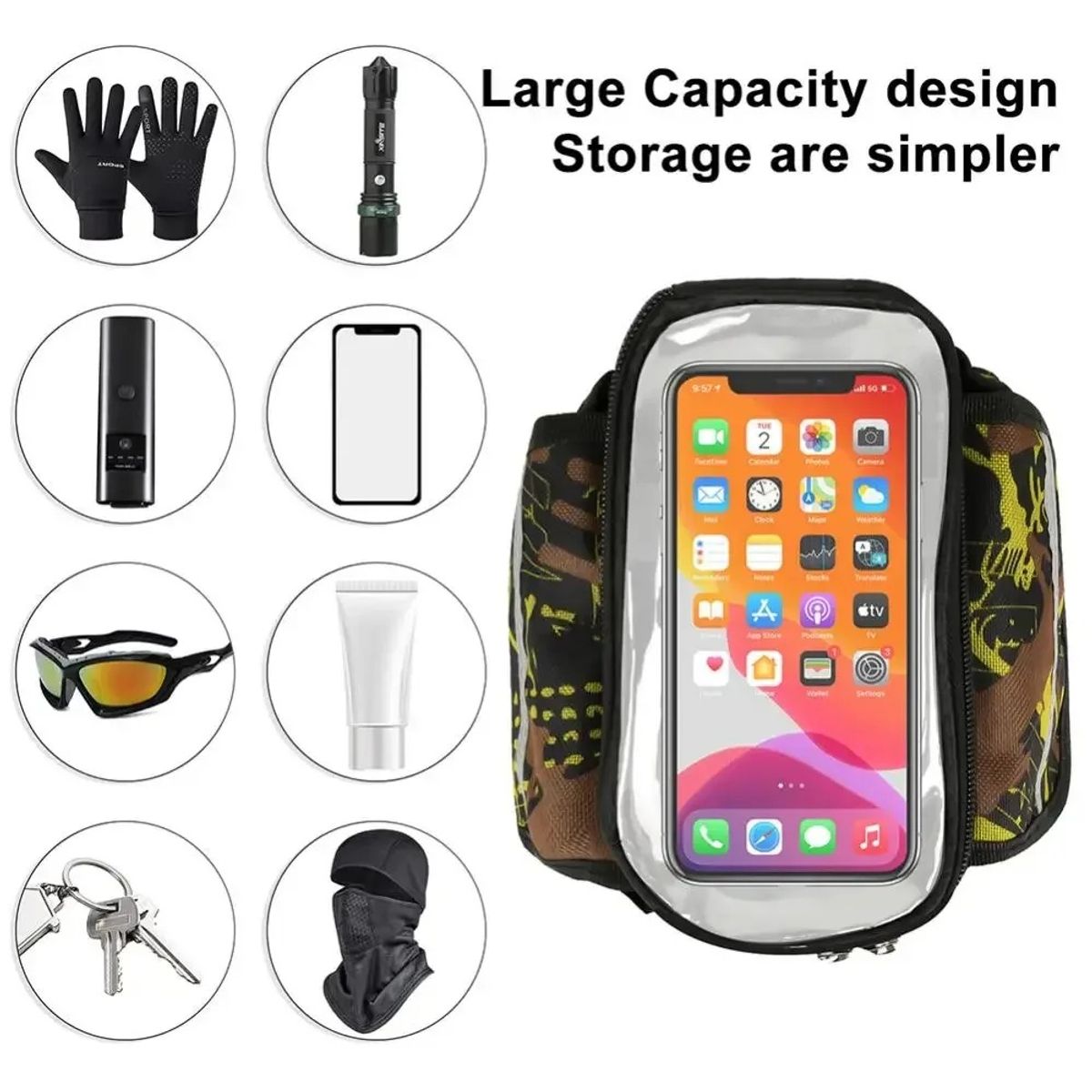 OEM - Estuche Para Bicicleta Porta Celular 3 En 1 Verde