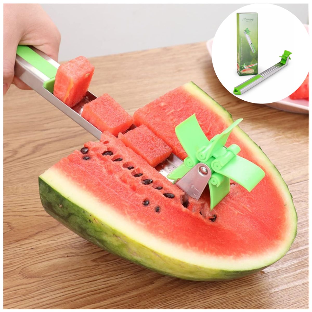 INSPIRA MARKET - Cortador de Sandía en Cubos Multifuncional