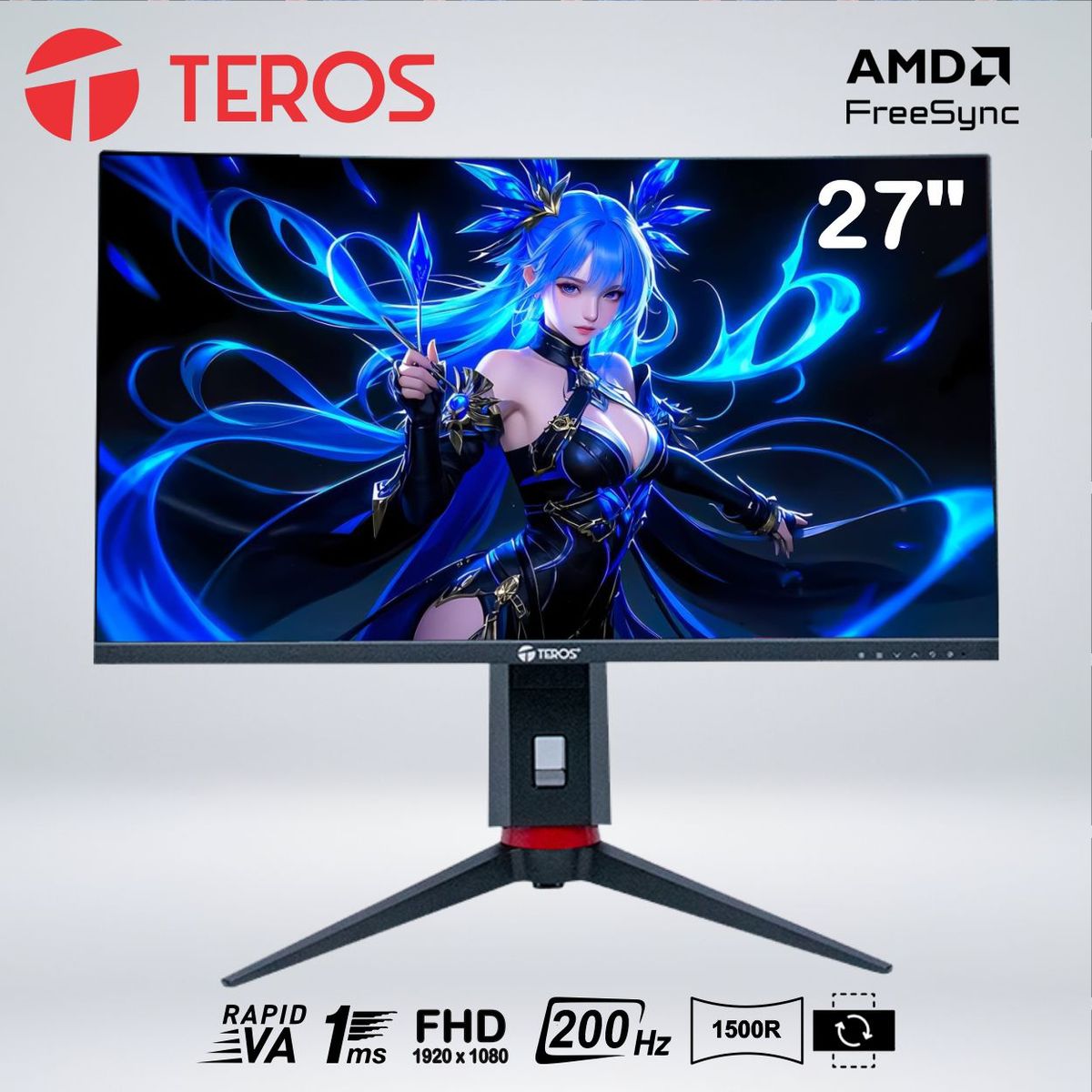 TEROS - MONITOR CURVO GAMING TEROS TE-2788G, 27" FHD VA, 200 HZ, 1 MS,HDMI, DP, AUDIO OUT