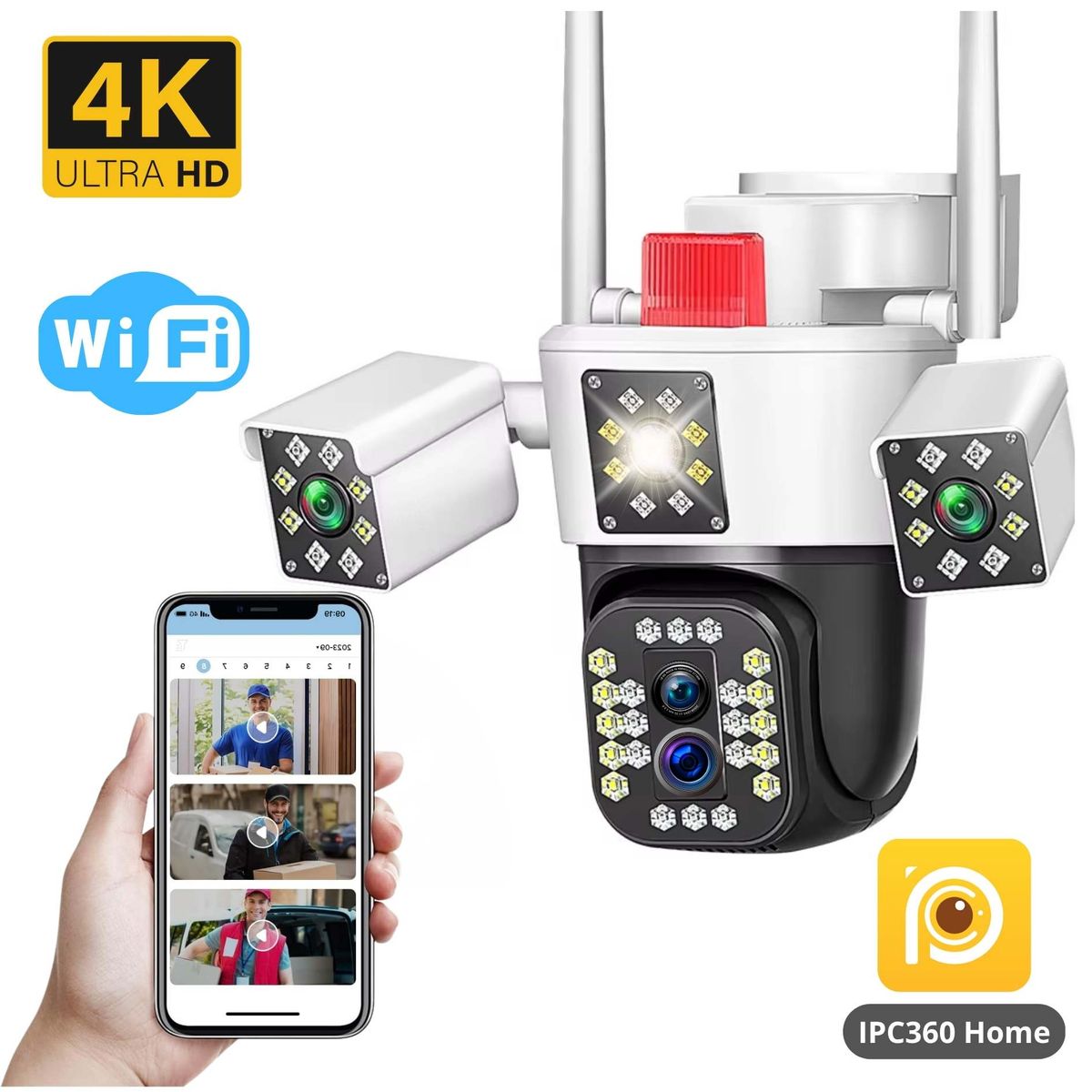 SEISA - Camara de Seguridad Lantun WIFI PTZ 3 Lentes con Zoom Optico FHD