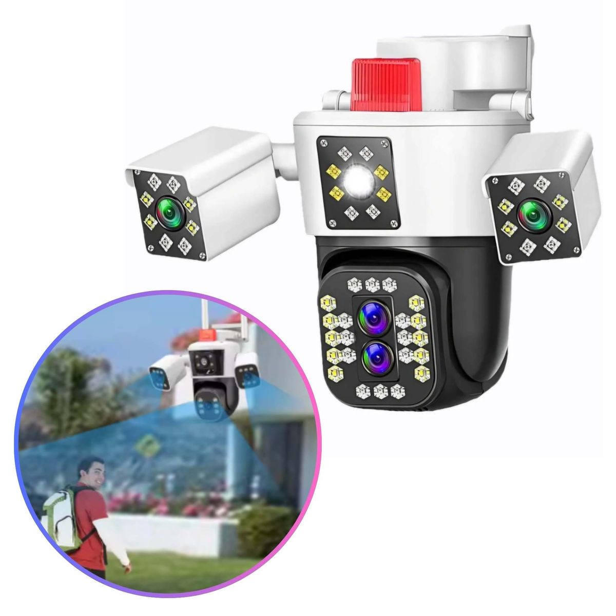 SEISA - Camara de Seguridad Lantun WIFI PTZ 3 Lentes con Zoom Optico FHD