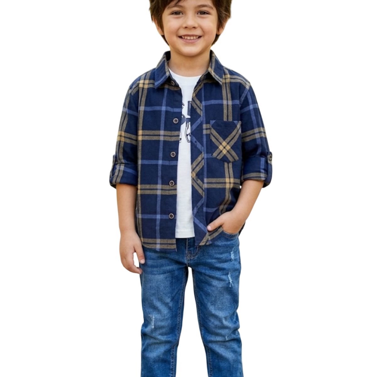 GENERICO - Camisa Niño Manga Larga + Polo - 100% Algodón