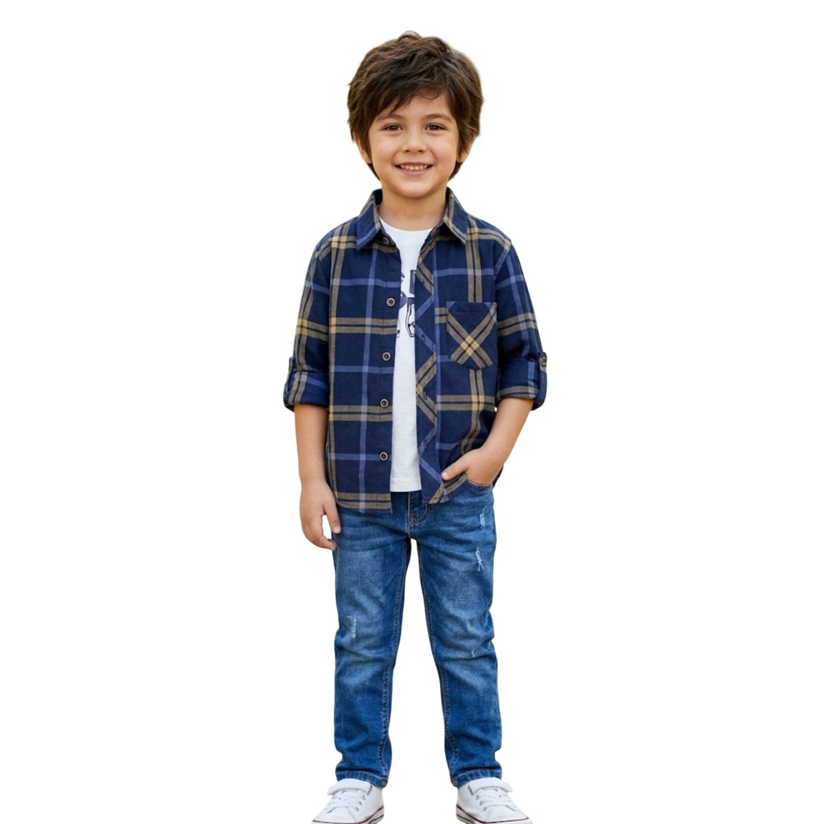 GENERICO - Camisa Niño Manga Larga + Polo - 100% Algodón