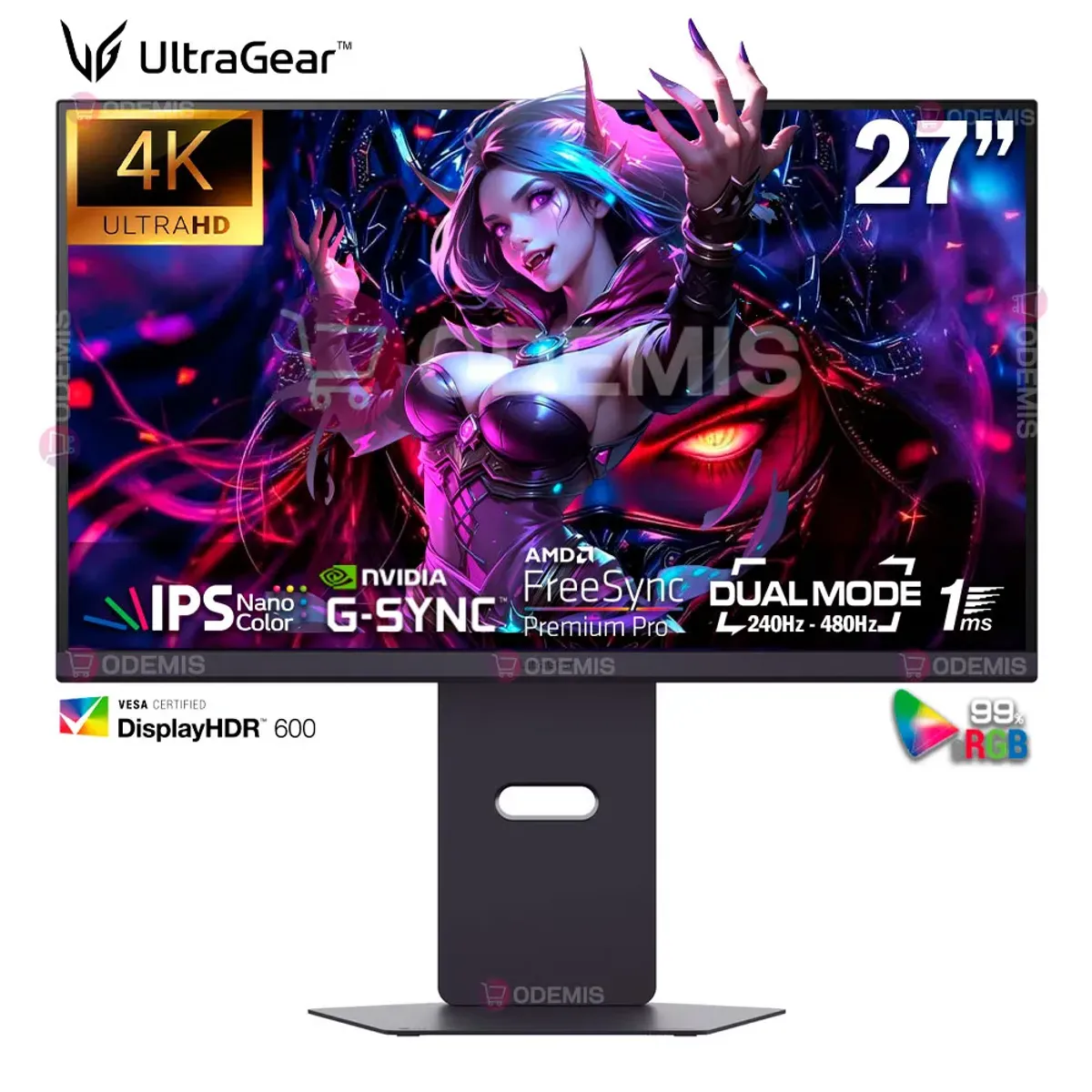 LG - MONITOR LG UltraGear 27G850A-B, 27 Nano IPS, UHD 4K, DUAL MODE 4K 240Hz  FHD 480Hz, 1ms
