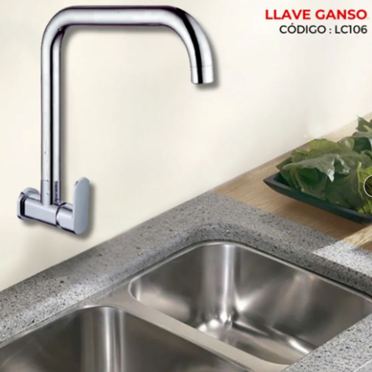 XM - LLAVE DE COCINA TIPO C CROMADO LC106
