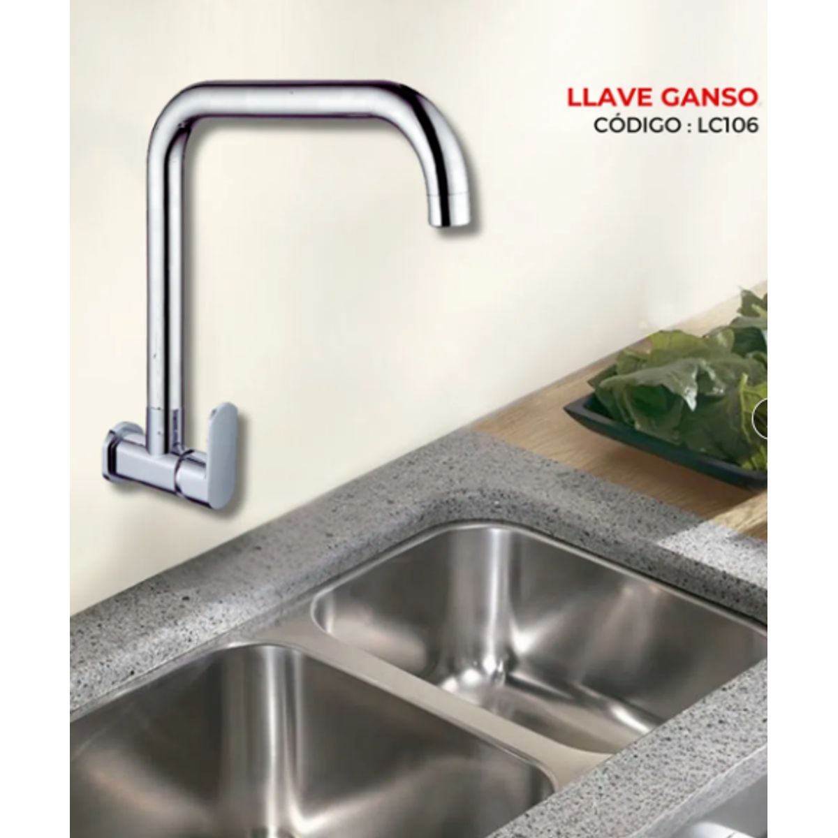 XM - LLAVE DE COCINA TIPO C CROMADO LC106