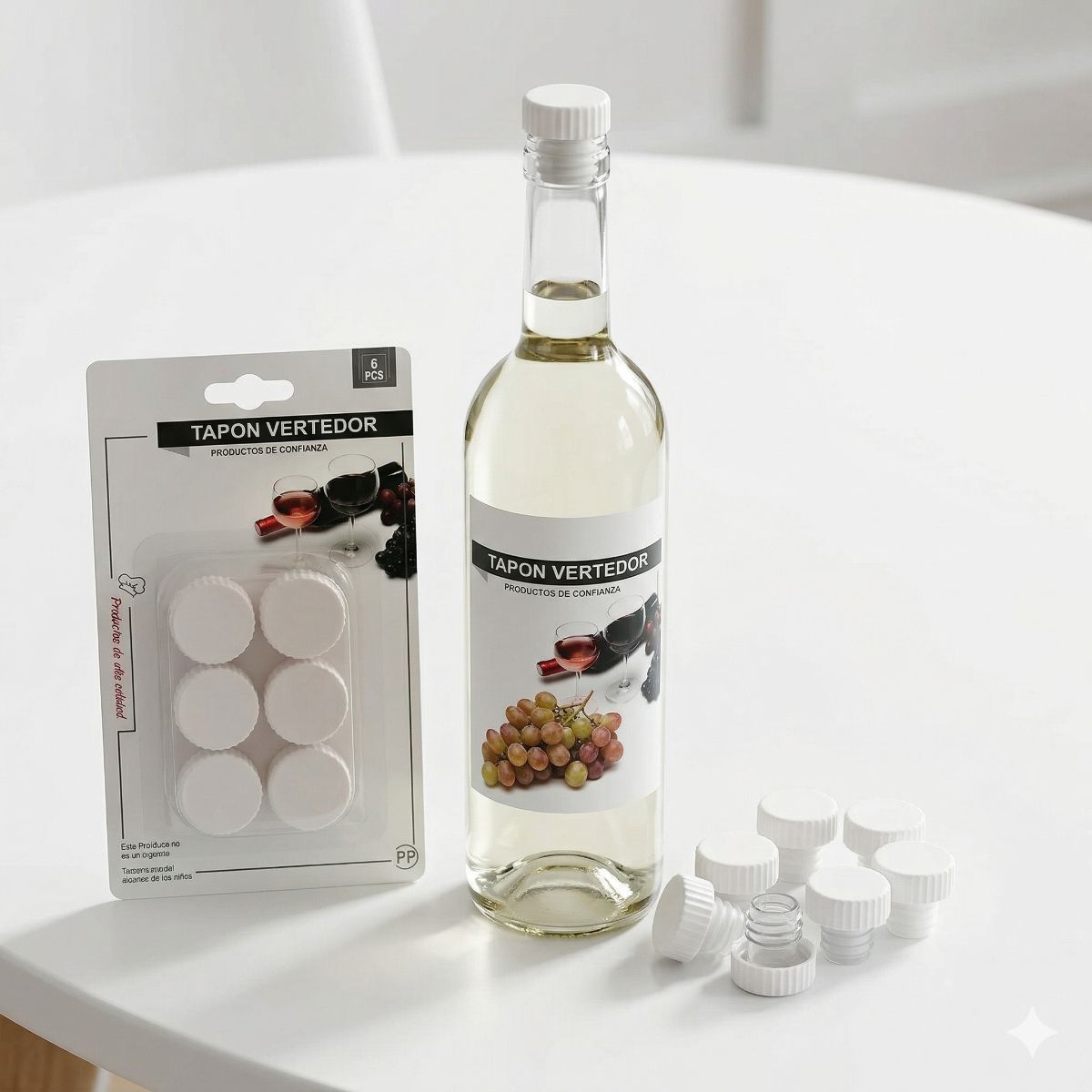 GENERICO - Tapones para Botella x6 Vertedor Antigoteo Cocina Bar Hogar