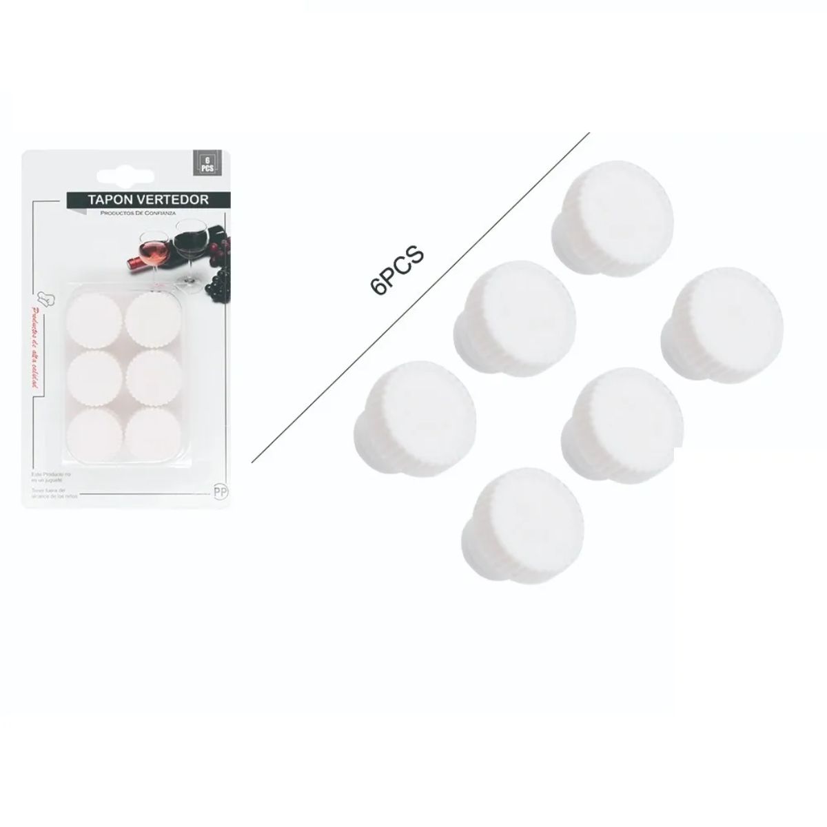 GENERICO - Tapones para Botella x6 Vertedor Antigoteo Cocina Bar Hogar