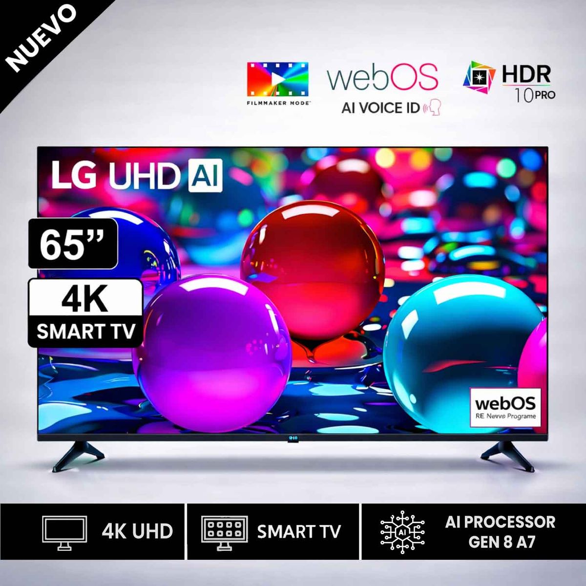 LG - Televisor Lg 65"  Pulg Ultra HD 4K AI ThinQ 65UA7300PSB Modelo 2025- Negro