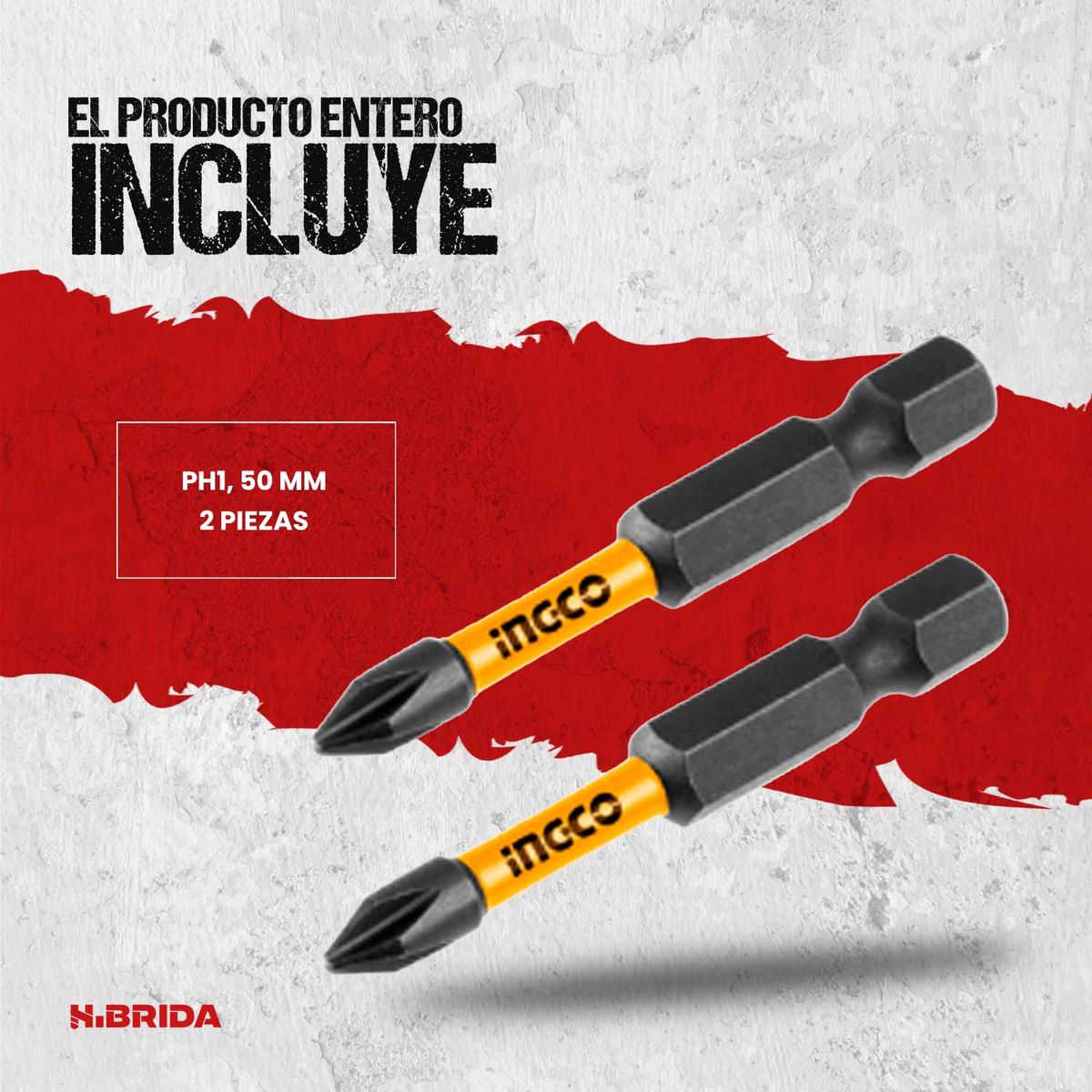 INGCO TOOLS - Set 2 Puntas Destornillador De Impacto Ph1,50mm Ingco
