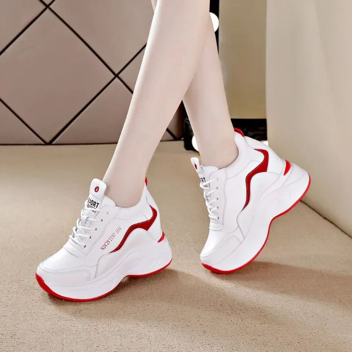 GENERICO - Zapatillas Urbanas Mujer PU con Taco Oculto