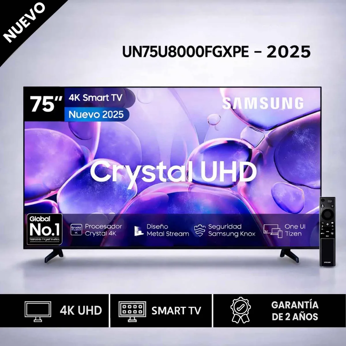 SAMSUNG - Televisor Smart UHD 75 pulgadas Samsung LED 75U8000FG