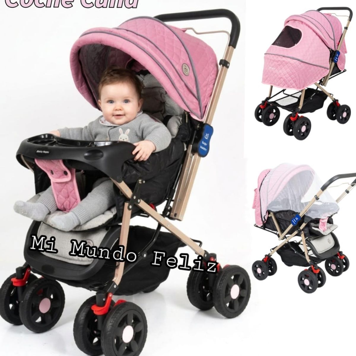 Baby - Coche para Bebe Capota Golden Rosado