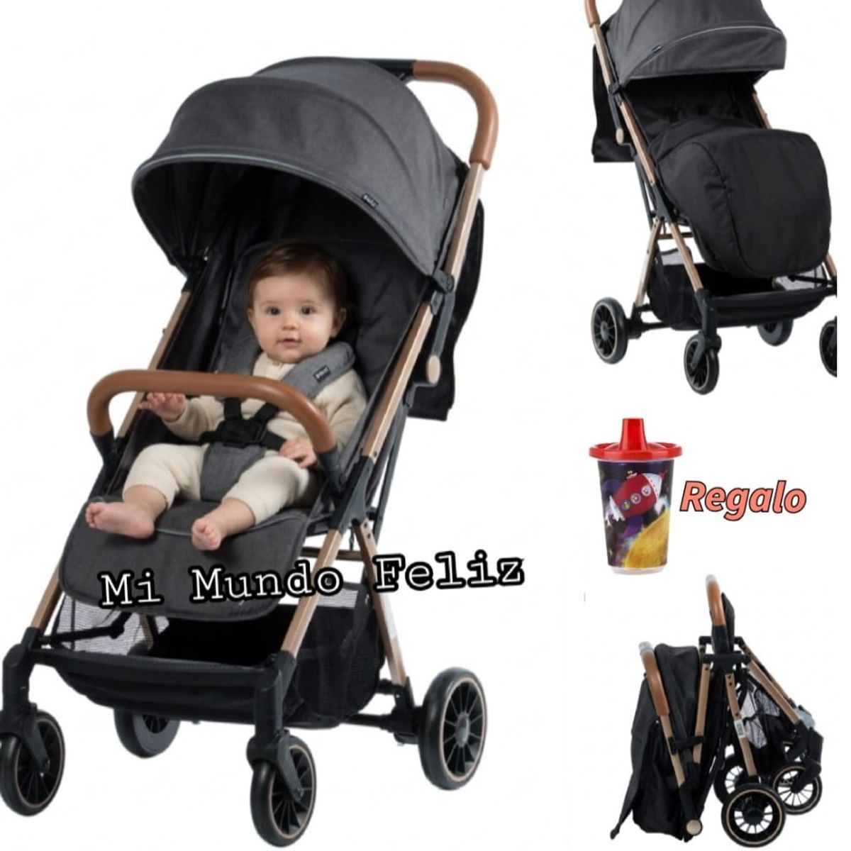 EBABY - Coche para Bebe Male con Tapapies Negro