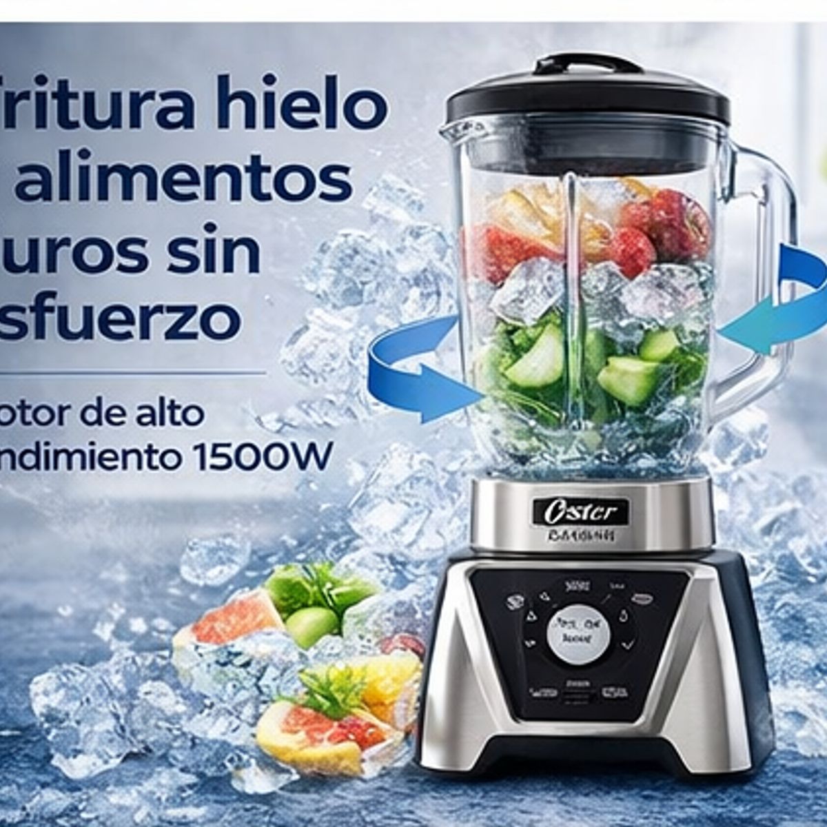 OSTER - Licuadora Oster Xpert 1500W Tecnología Reversible Vaso Vidrio 2L + Blend N Go 750ml BLST3B-CPG