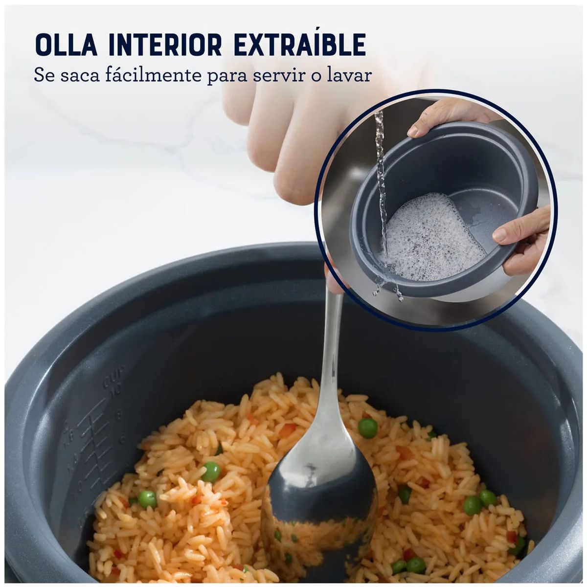 OSTER - Olla Arrocera Oster 1.8L 3 en 1 Función de Sofrito Vaporera Negro