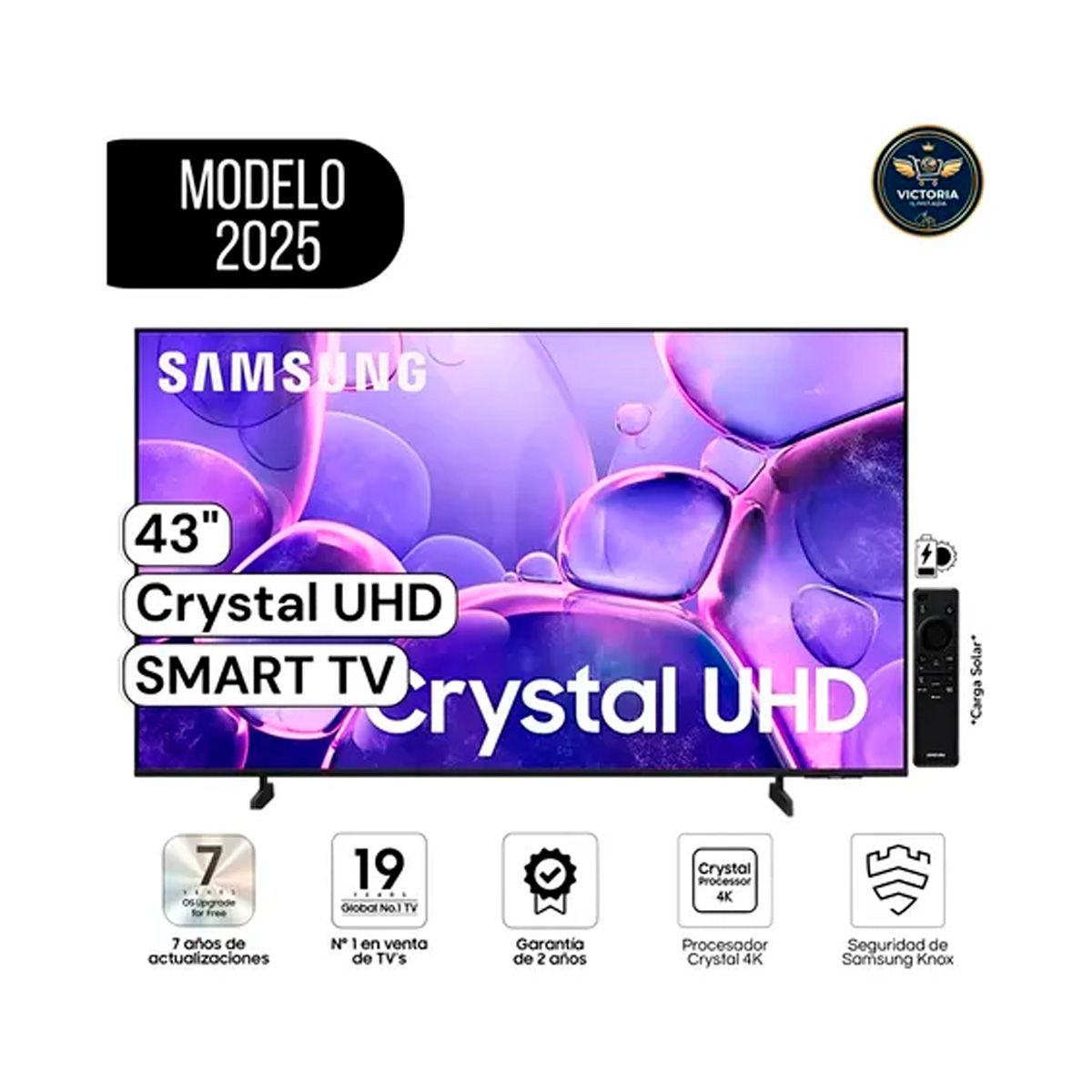SAMSUNG - Televisor Samsung 43" Pulg. Crystal UHD  Smart TV UN43U8000FG  - Negro