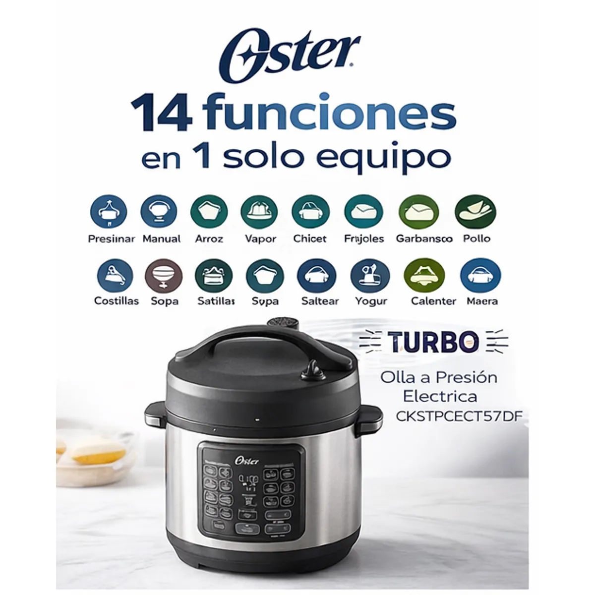 OSTER - Multiolla Oster 5.7L 14 Funciones Olla a Presión Eléctrica Digital CKSTPCECT57DF