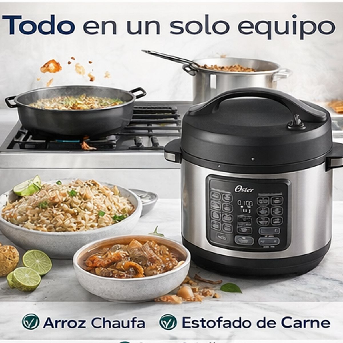 OSTER - Multiolla Oster 5.7L 14 Funciones Olla a Presión Eléctrica Digital CKSTPCECT57DF