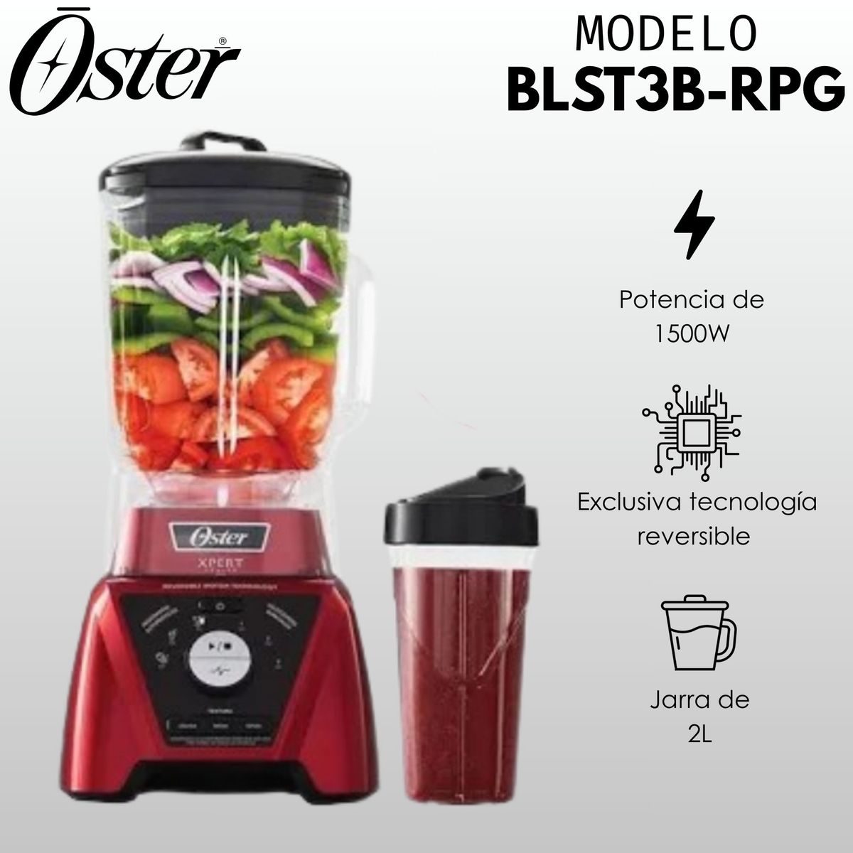 OSTER - Licuadora Oster Xpert Series Control de textura y BlendNGo BLST3B-RPG