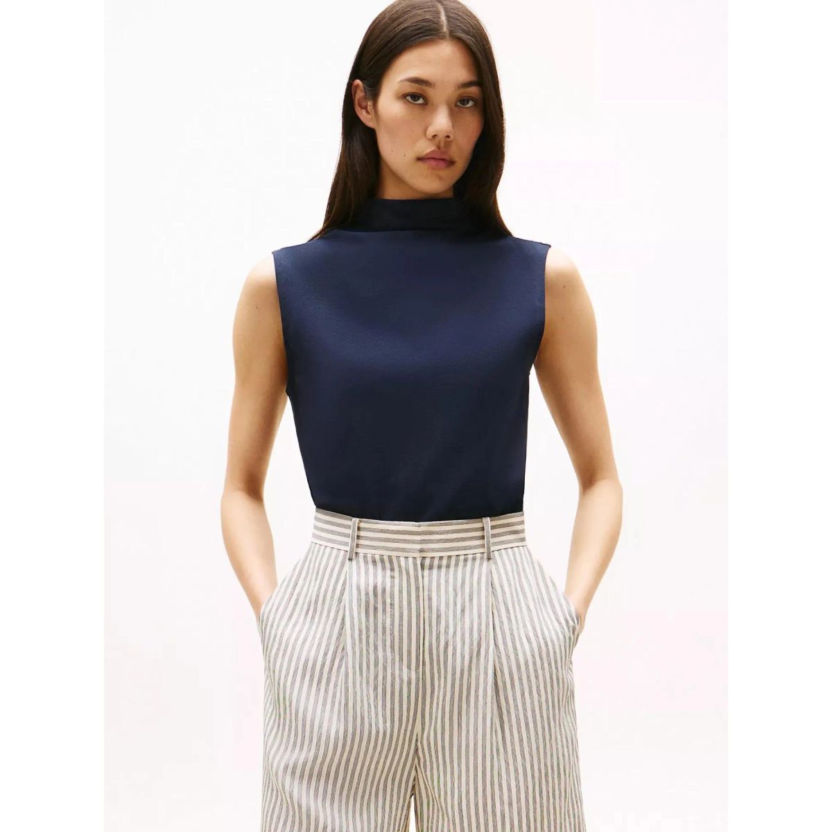 TOMMY HILFIGER - CAMISETA W SL MOCK NECK TANK - SOLID TH