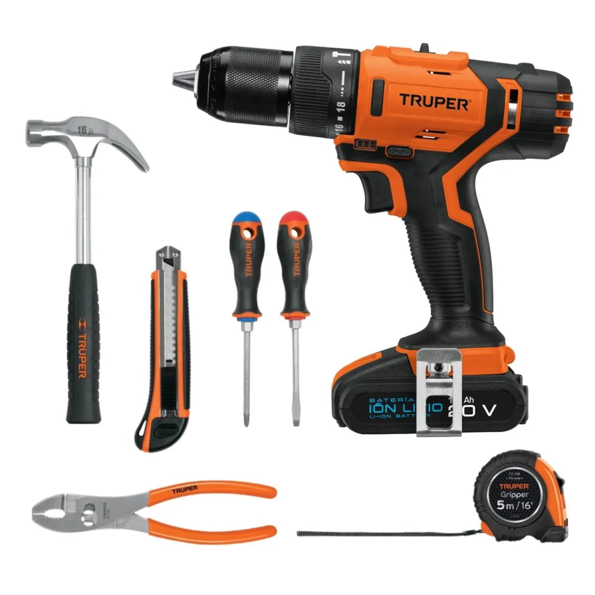 TRUPER - Taladro Percutor + 6 herramientas Truper