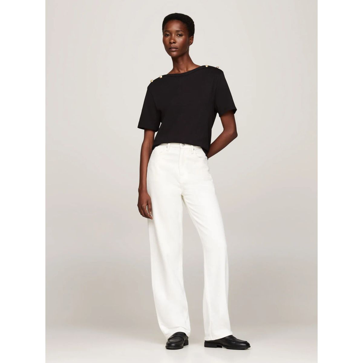 TOMMY HILFIGER - CAMISETA REG STRIPE GOLD BTN C-NK SS TH