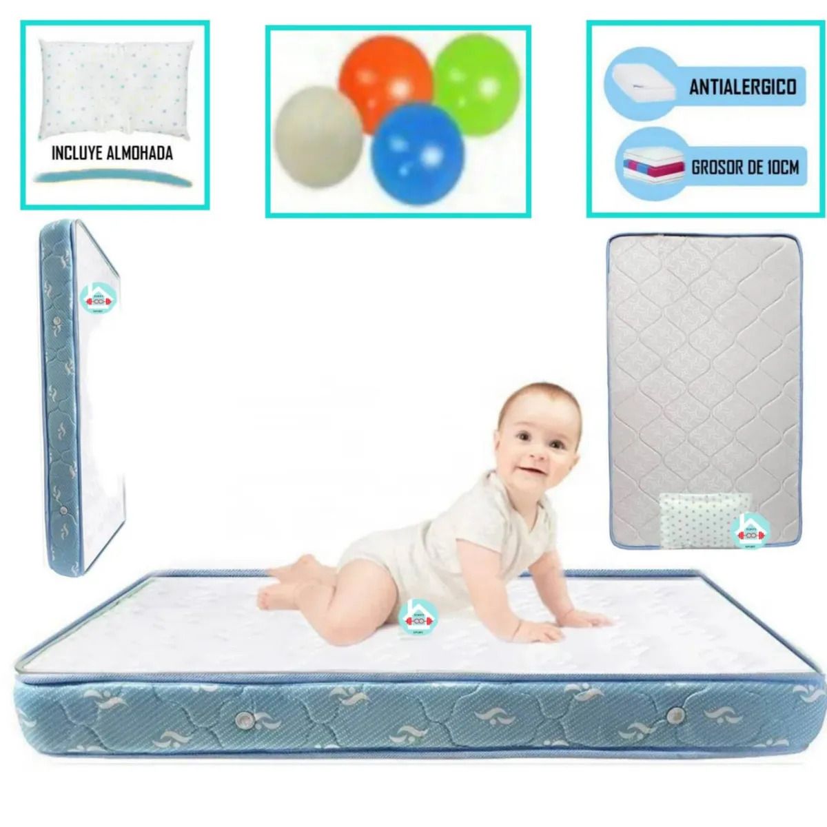 Colchón de Bebe para Cunas Pack and Play de 4 Celeste, marca LIFESTYLES - Foto Principal