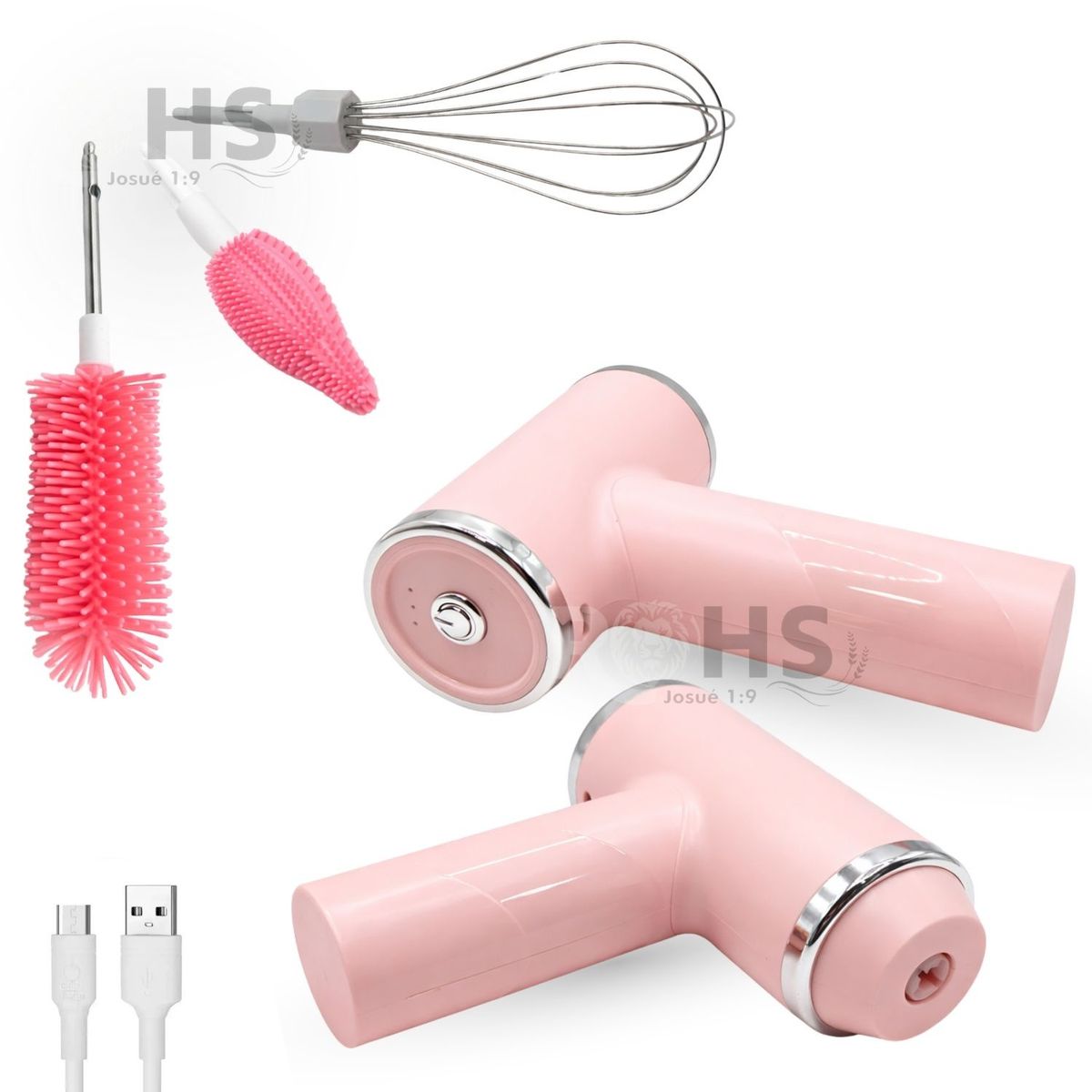 OEM - Limpiador Eléctrico Multifuncional Con Accesorios Y Batidor Para Limpieza Del Hogar Rosa