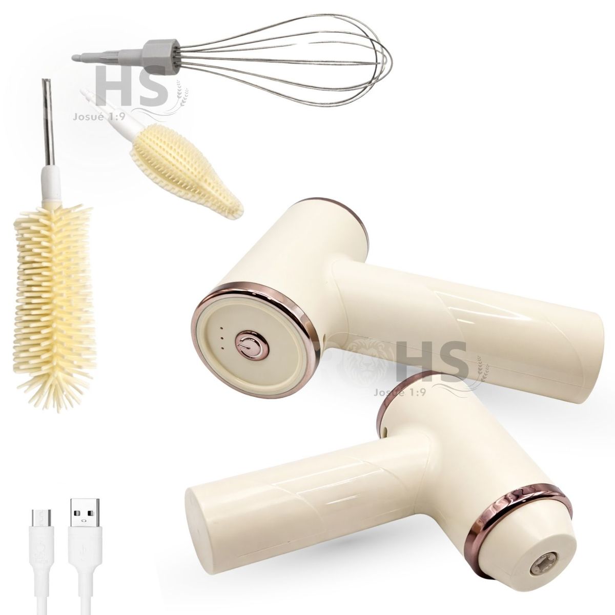 OEM - Limpiador Eléctrico Multifuncional Con Accesorios Y Batidor Para Limpieza Del Hogar Beige