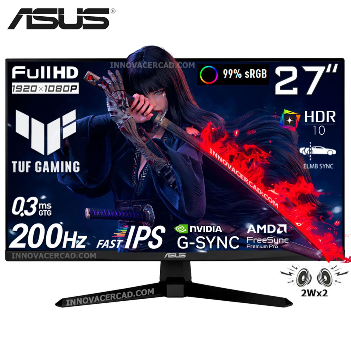 ASUS - Monitor Asus Tuf Gaming Vg279q5a 27 Full HD Fast IPS 200HZ, 0.3MS G-SYNC