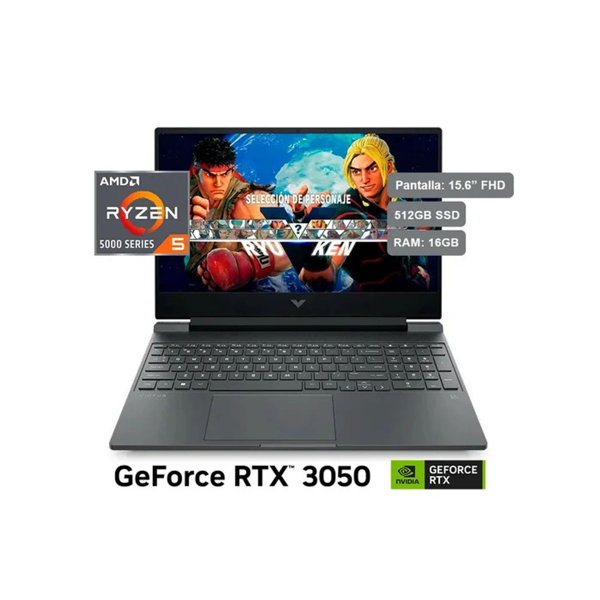 HP - Laptop Gamer HP Victus de 15.6, modelo 15-fb0104la, 16GB RAM, disco sólido de 512GB