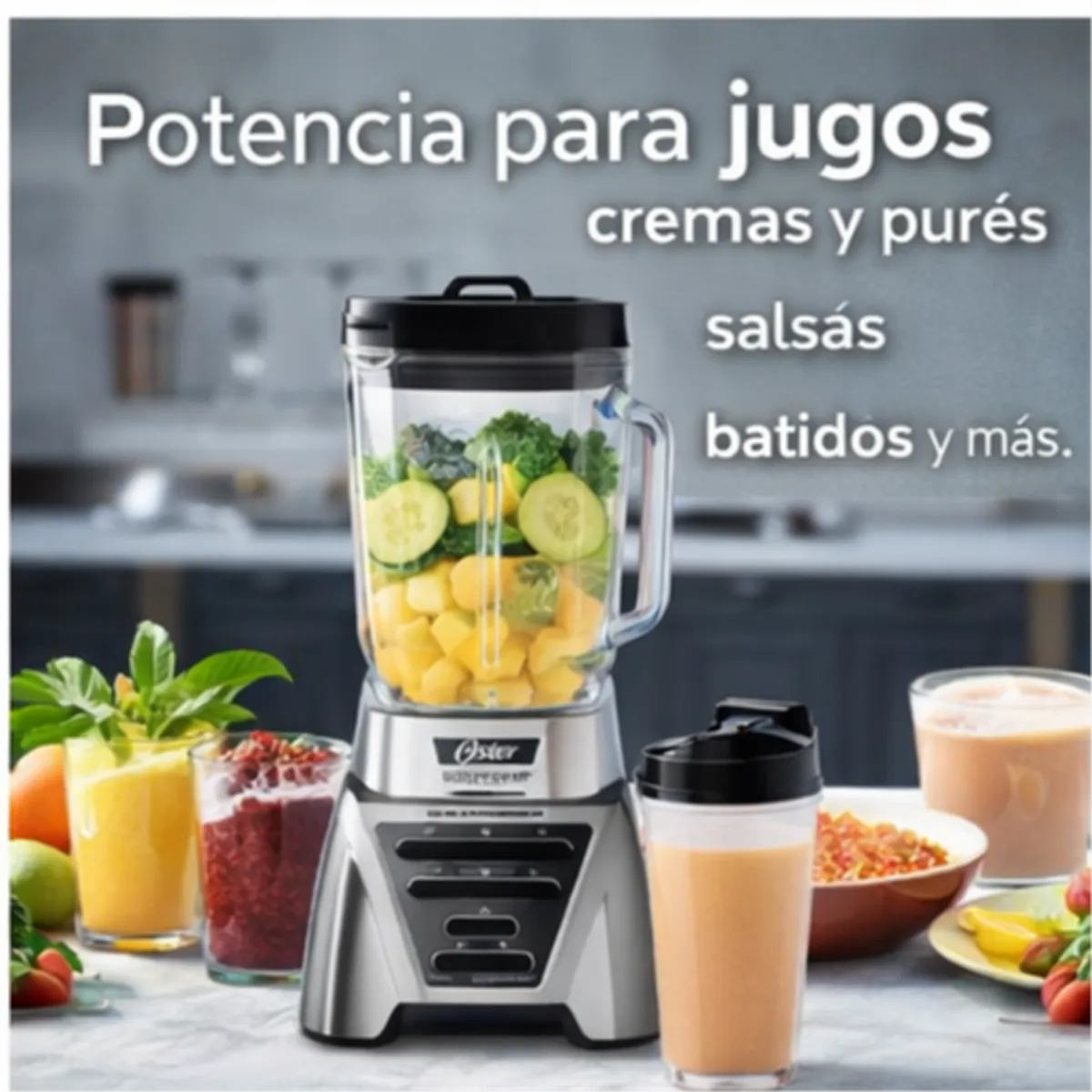 OSTER - Licuadora Oster Xpert Series 1500W Vaso de Vidrio 2L + Blend N Go BLST3A-CPG Tecnología Reversible