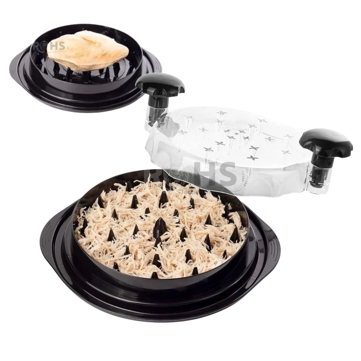 OEM - Desmenuzador De Carne Y Pollo Manual Con Tapa Transparente Y Base Antideslizante