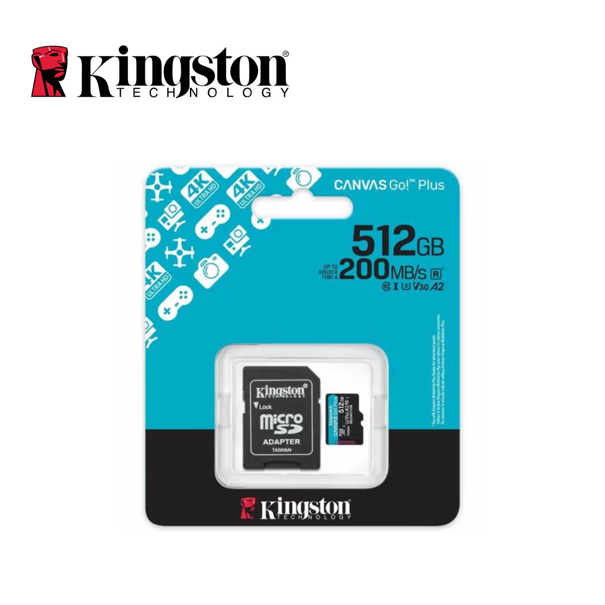 KINGSTON - TARJETA MICROSDXC KINGSTON CANVAS GO! PLUS 512GB CLASS 10-UHS-I U3 V30 A2
