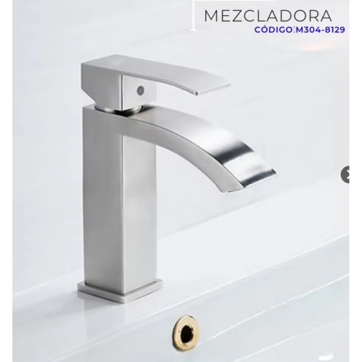 XM - MEZCLADORA MONOCOMANDO DE LAVATORIO MEDIANO CASCADA SATINADO M304-8129