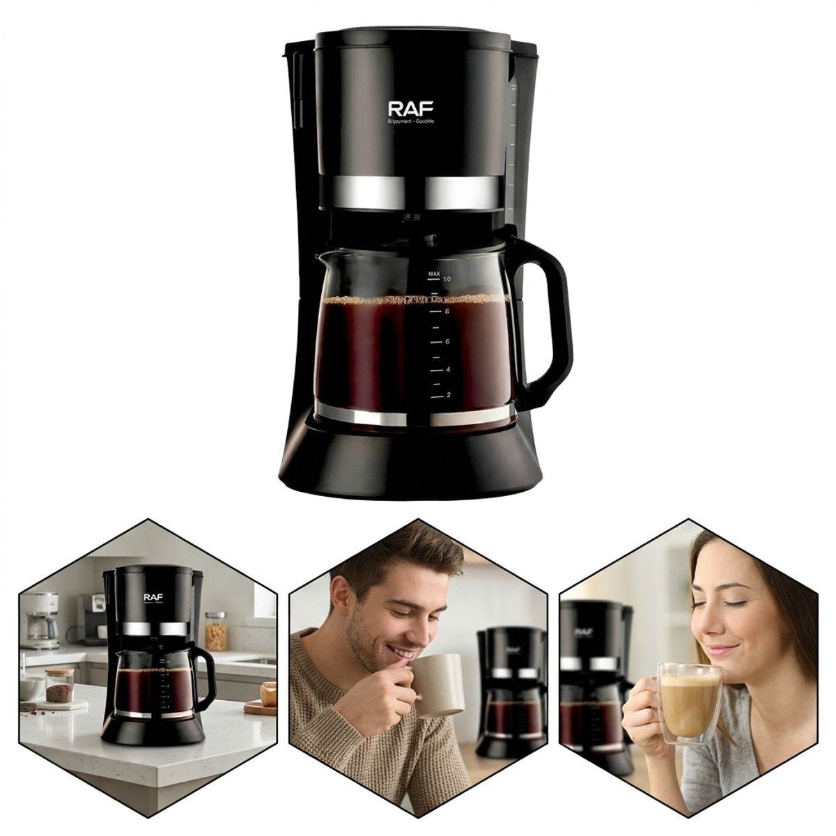 OEM - Cafetera Eléctrica - Calentador Automático y Filtro Permanente  4 a 6 Tazas de Café Pasado
