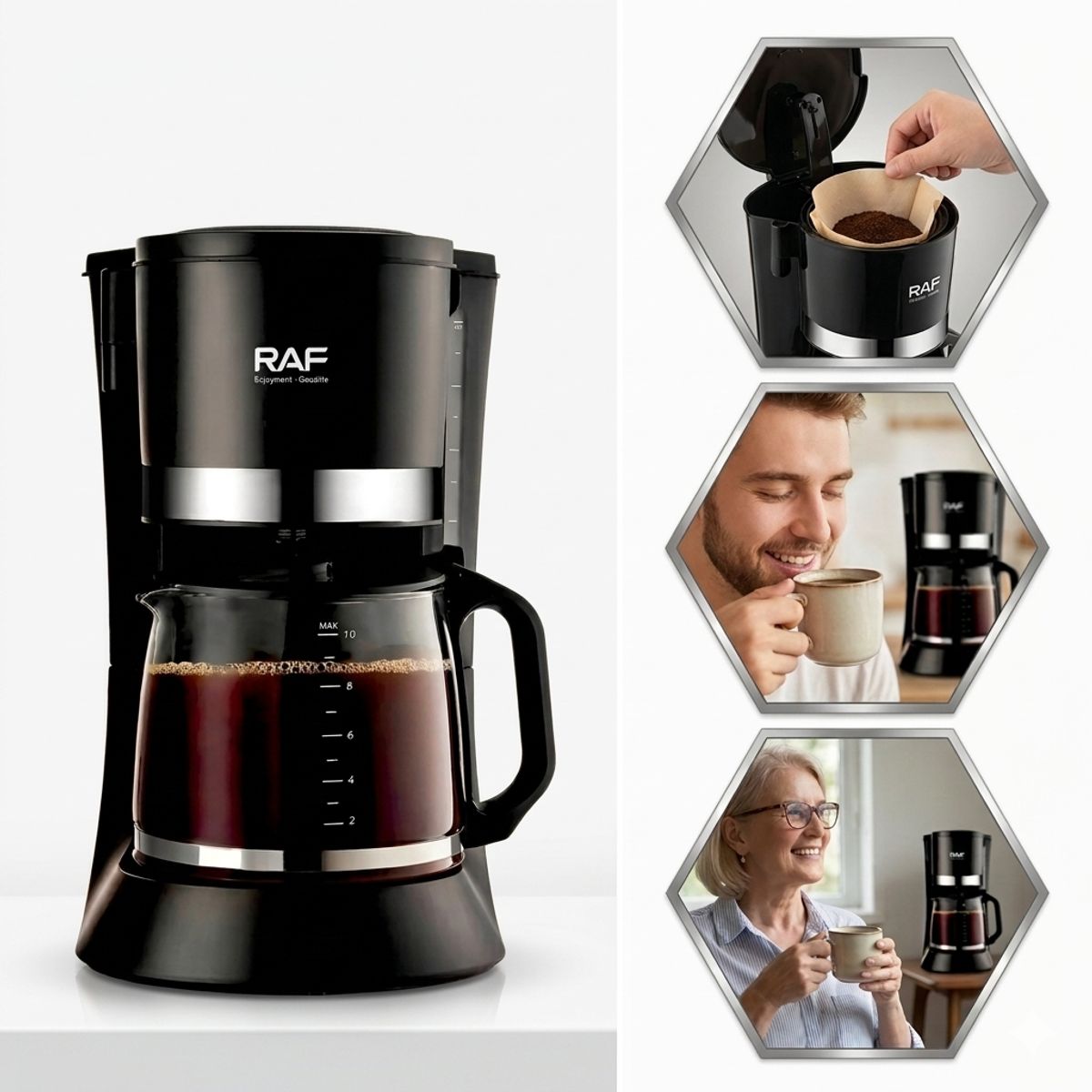 OEM - Cafetera de Goteo Compacta 680W Acero y Vidrio - Preparado Rápido y Fácil