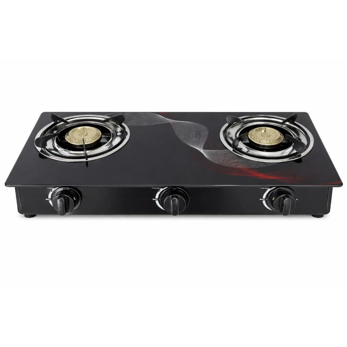 GENERICO - Cocina Gas 2 Hornillas Vidrio Templado Compacta Alta Eficiencia Cocina Moderna