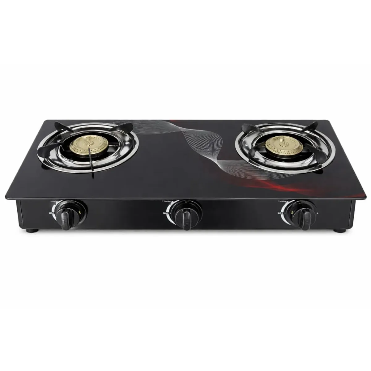 GENERICO - Cocina Gas 2 Hornillas Vidrio Templado Compacta Alta Eficiencia Cocina Moderna