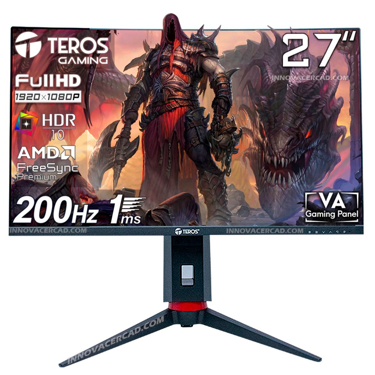 TEROS - Monitor Curvo Gaming Teros TE-2788G, 27" FHD VA, 200 HZ, 1 MS, HDR, FreeSync Premium