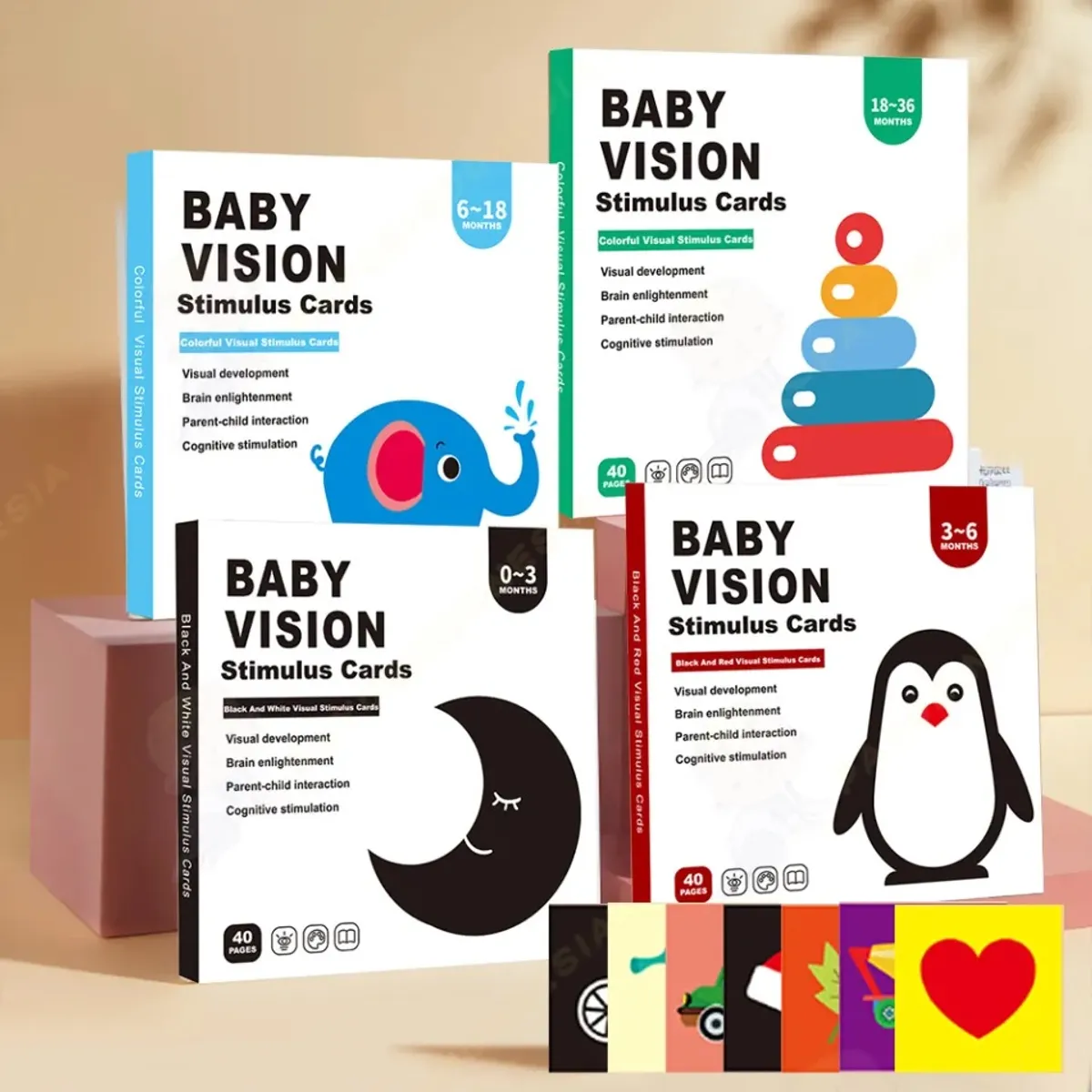 GENERICO - Tarjetas de estimulación visual para bebés 0-36 meses