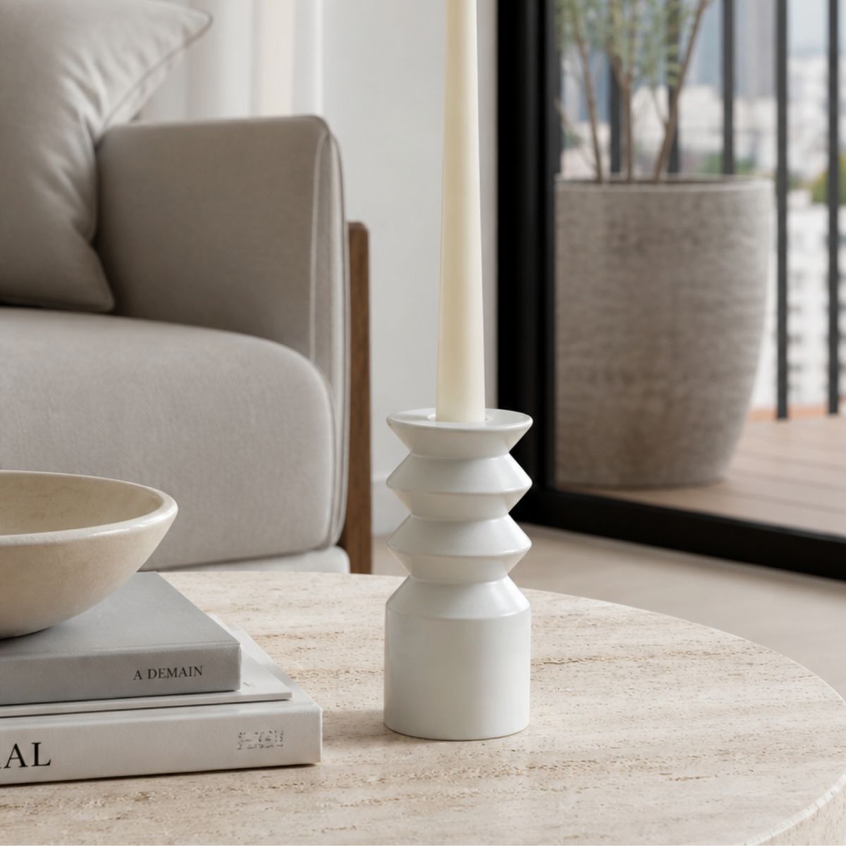 LAR DANIELSEN - Candelabro minimalista de madera blanco - Harmonika