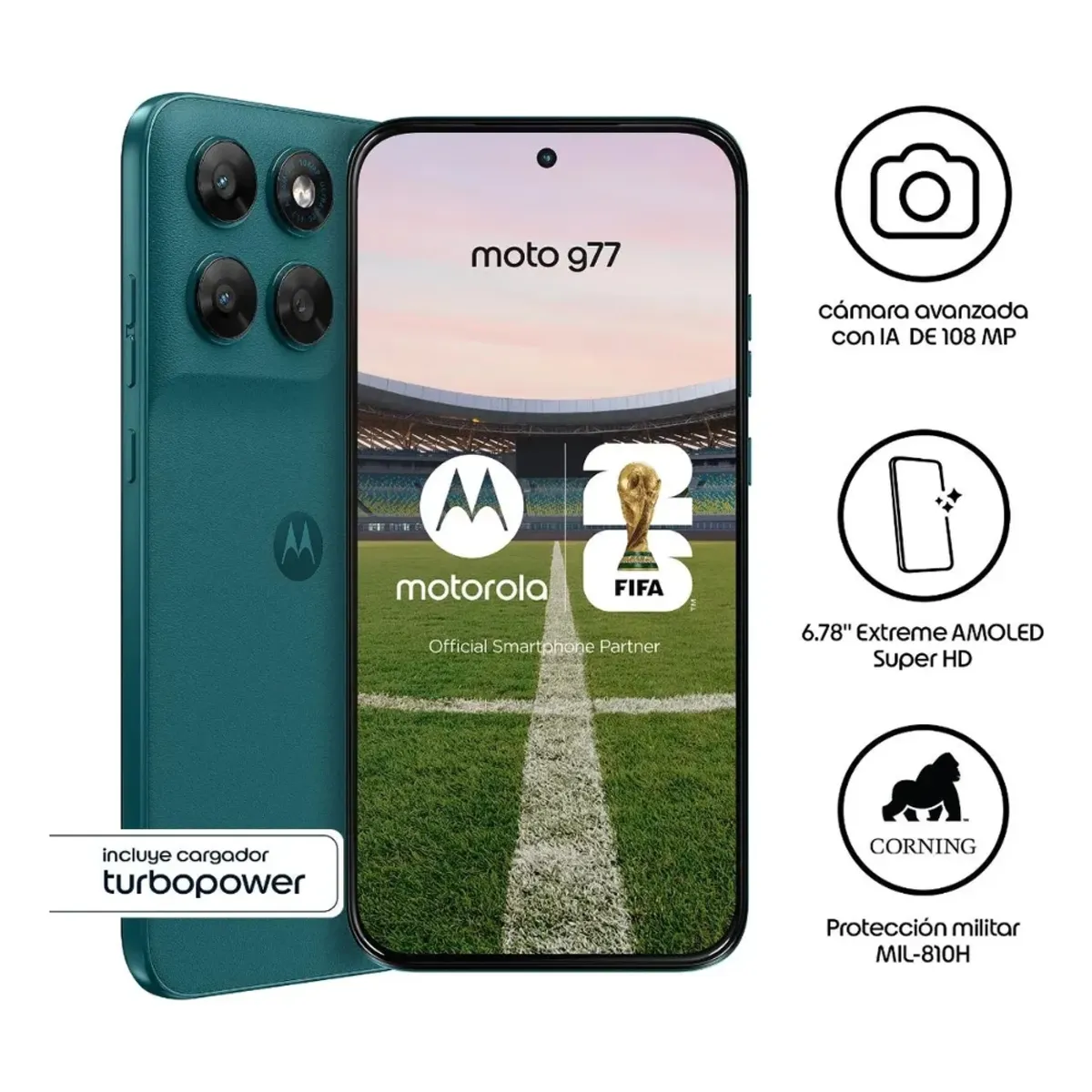 MOTOROLA - Smartphone Motorola Moto G77 256gb 8gb Verde Esmeralda