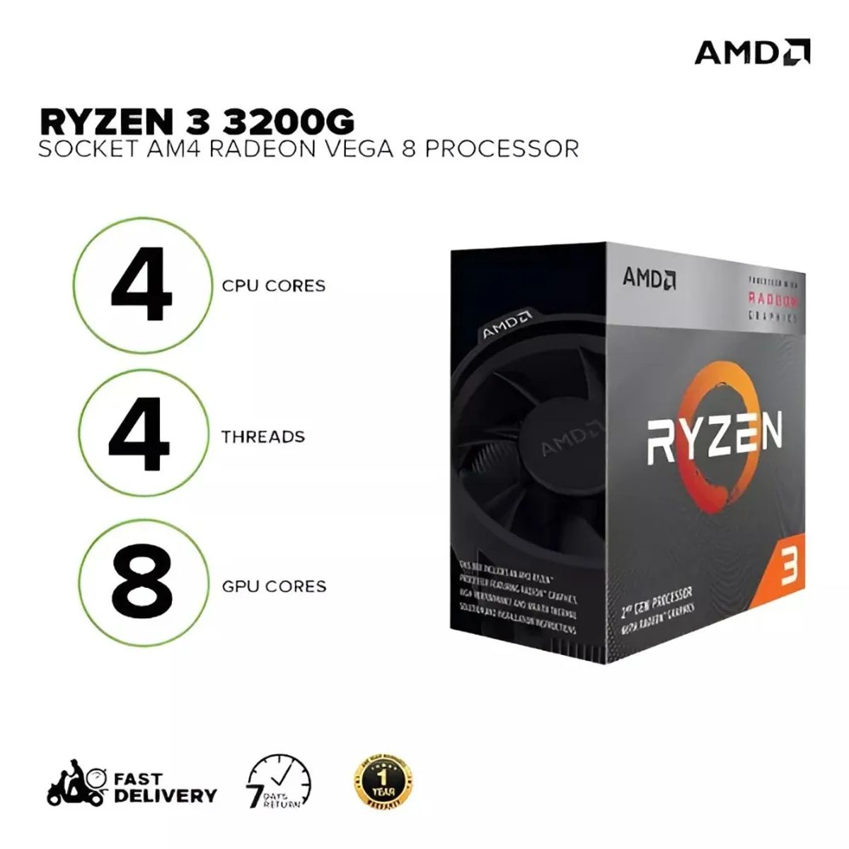 AMD - PROCESADOR AMD RYZEN 3 3200G 3.60GHZ PARA COMPUTADORA