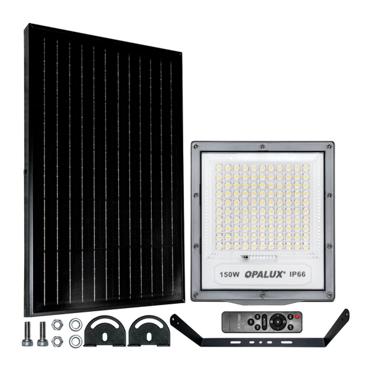 OPALUX - Reflector Solar LED Opalux 150W Luz blanca Exterior con Control Remoto Impermeable IP65