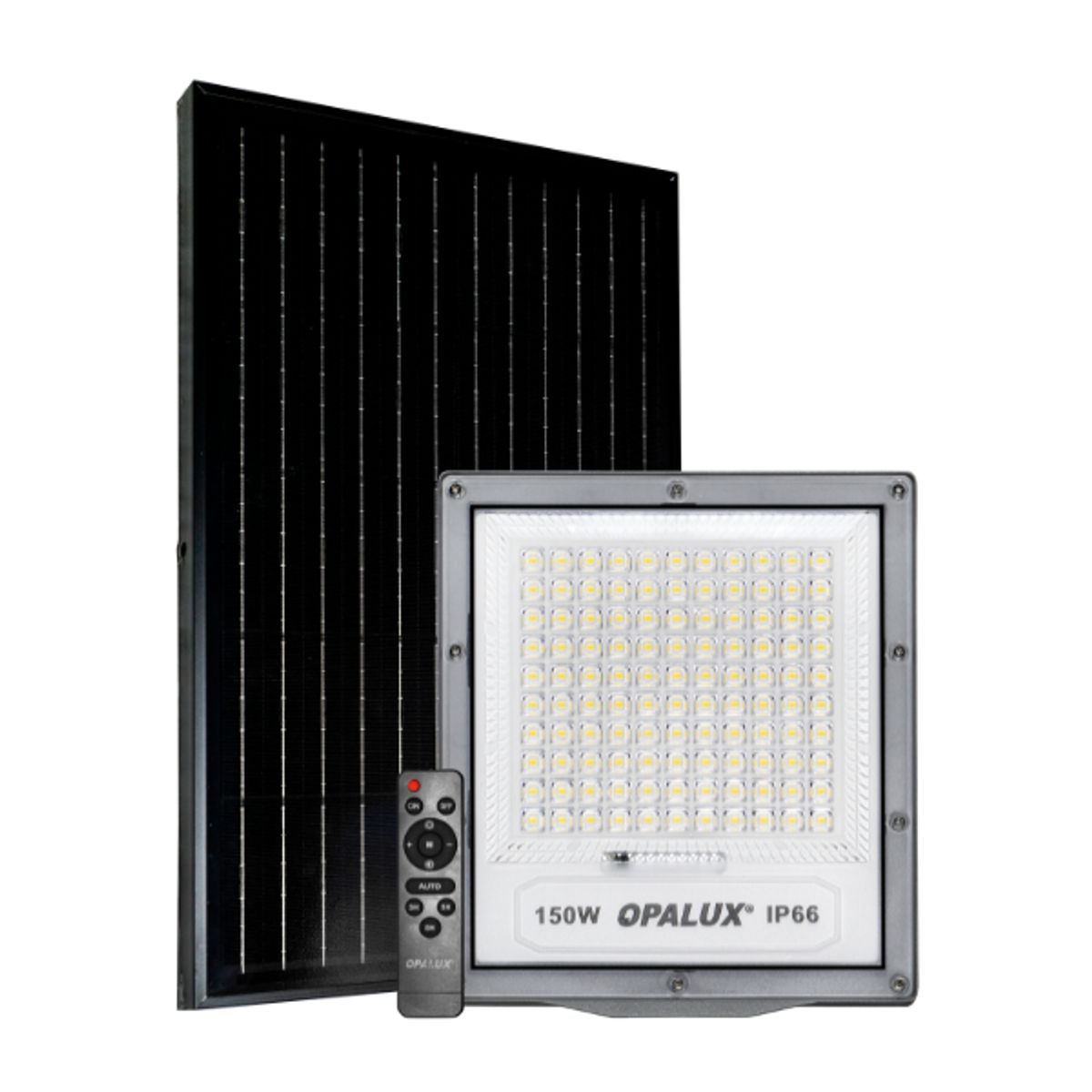 OPALUX - Reflector Solar LED Opalux 150W Luz blanca Exterior con Control Remoto Impermeable IP65